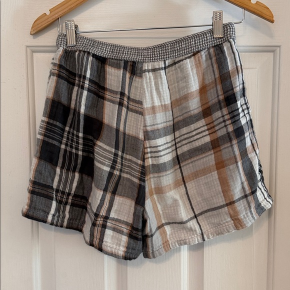 Aerie Plaid Women's gauzy cotton pajama shorts XS NEUTRAL - Picture 5 of 7